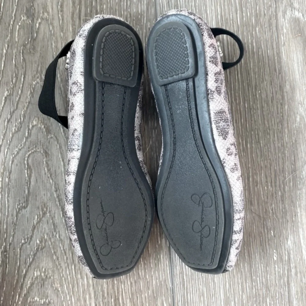 NEW! Jessica Simpson Girls Shoes Madison Ballet Flat Silver Animal Print Size 13